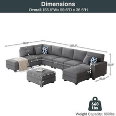 Legend Vansen Modular Sectional Sofa U Shaped Couch with Ottoman Modern Reversible Corner Sectional Couch for Living Room (Dark Grey, U Shaped Sofa-4)