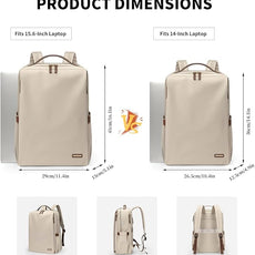 GOLF SUPAGS Stylish Laptop Backpack for Women Airline Approved Perfect for Work College and Travel Multi-Functional Casual Daypack Fits 14 Inch Notebook (Apricot)