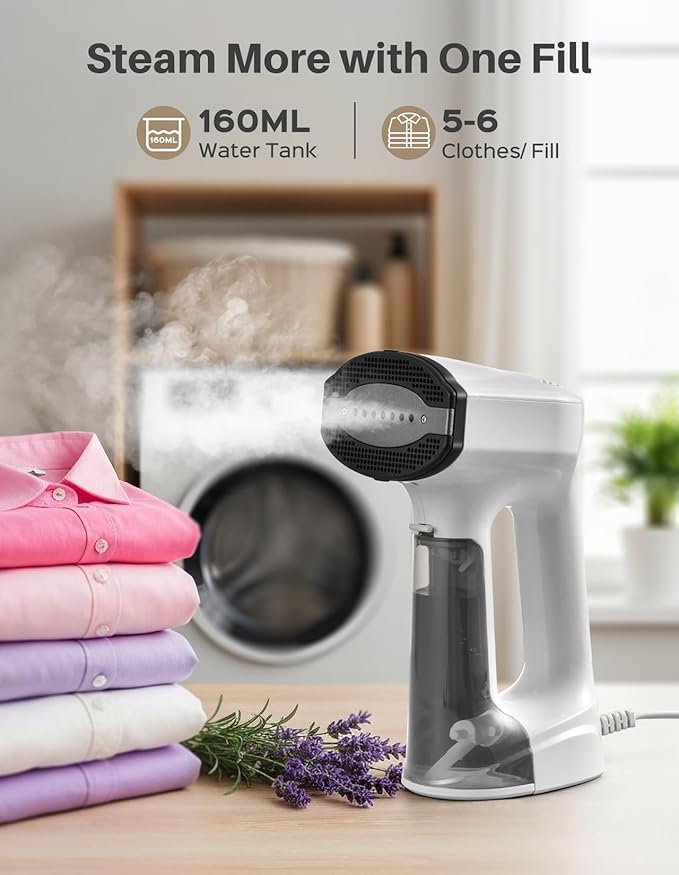 Sweepulire Vacuum Steamer for Clothes, 2500Pa Suction Handheld Clothes Steamer, 3 Modes, LED Display, Portable Travel Steamers for Clothes, Steaming & Ironing 2 In 1, 160ml Water Tank (for 110-120V)
