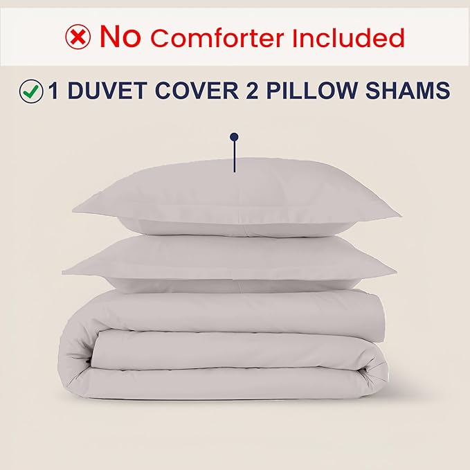 Kotton Culture 3 Pc 120" x 98" Duvet Cover Set Oversized King 100% Egyptian Cotton - 600 Thread Count Comforter Cover, Zipper Closure & Corner Ties - Fits Large King Inserts - Light Grey