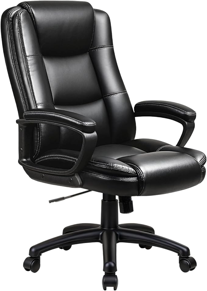 OFIKA Home Office Chair, 400LBS Big and Tall Computer Chair Heavy Duty Design, Ergonomic High Back Cushion Lumbar Back Support, Adjustable Executive Leather with Armrest