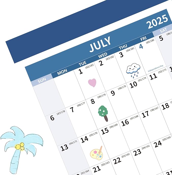 2026 Wall Calendar 34.8" x 22.8" Large Vertical Yearly 2025-2026 Wall Hanging Calenda with Julian Date from July 2025 to June 2026 Thick Paper Calendar 12 Month Annual Planner for Office Fridge(Grayish Blue)