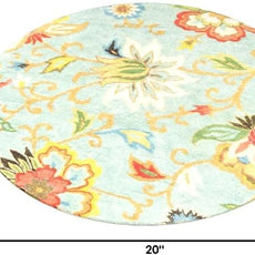 Lahome Collection Modern Floral Round Rug - 4' Diameter Non-Slip Distressed Area Rug Small Accent Throw Rugs Floor Carpet for Door Mat Entryway Bedrooms Laundry Room Decor (4 ft, Paisley)