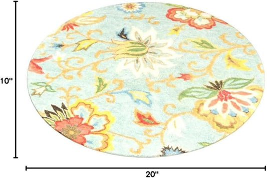 Lahome Collection Modern Floral Round Rug - 4' Diameter Non-Slip Distressed Area Rug Small Accent Throw Rugs Floor Carpet for Door Mat Entryway Bedrooms Laundry Room Decor (4 ft, Paisley)