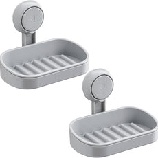 TAILI Soap Dish Bar Holder Suction Cup,SoapSaver with Powerful Vacuum Suction,Sponge Holder for Shower,Bathroom,Tub andKitchen Sink,Universal Shower Accessories,Drill-Free,Removable,2 Pack,Grey