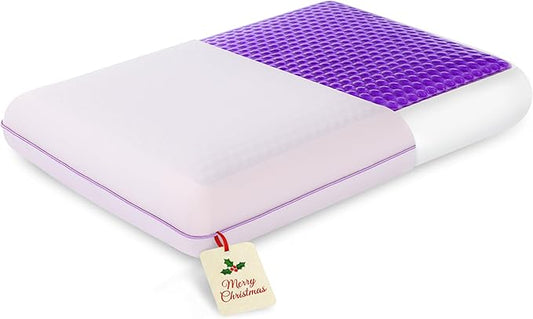 EGOHOME Cooling Gel Memory Foam Pillow - Reversible Cooling Cover, Neck Support for Side, Back and Stomach Sleepers, Removable & Machine Washable, All-Season Comfort, Standard Size, Purple