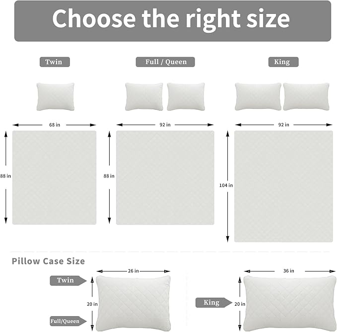 Easy-Going King Size Reversible Quilt Set with 1 Quilt and 2 Pillow Shams, Soft Bed Quilt Cover, Water Resistant Lightweight Microfiber Bedspread, Stain Resistant, Ivory/Ivory
