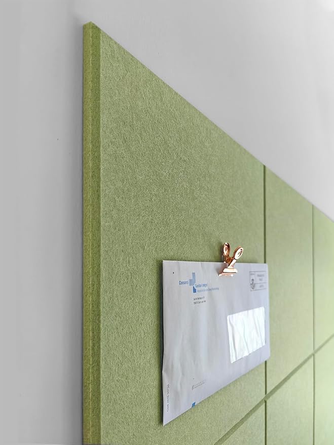 Felt Wall Tiles | Large Cork Board Alternative | Aesthetic Felt Bulletin Board for Office, Home & Classroom | Large Cork Boards for Walls Pinboard (12-Pack) | Spring Green