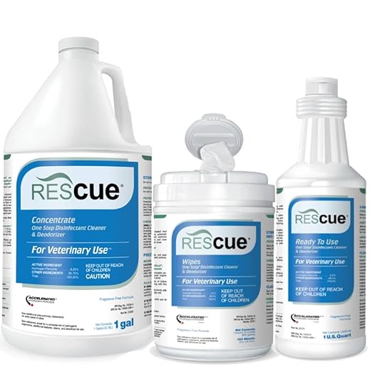 REScue Canister Wipes & RTU 32oz Disinfectant & Gallon Concentrate – Disinfectant Cleaner for Vet Use, Designed to Clean Kennels, Litter Boxes & More