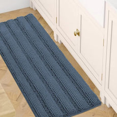 H.VERSAILTEX Bath Rugs for Bathroom Non Slip Bath Mats Thick Chenille Striped Bath Rug Runners 47