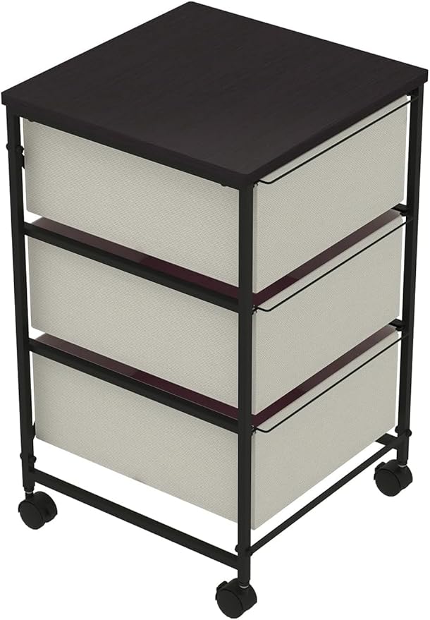 Small Cabinet with Drawers Rolling 3 Drawer Mobile File Cabinet for Home Office Storage and Organization, Fabric Vertical Under Desk Storage for A4/Letter Files(