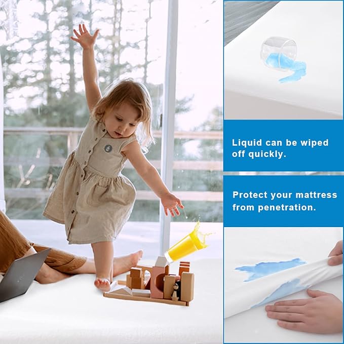 2 Pack Mattress Protector Twin XL Size 100% Waterproof Fitted Mattress Cover, Breathable Noiseless & Machine Washable Bed Cover Deep Pocket from 5" to 21", Bed Protector for Kids Adults