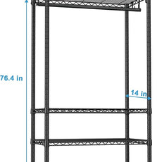 Ulif H4 Portable Closets, 4-Tier Metal Clothes Garment Rack for Bedroom and Cloakroom, Clothing Closet Storage and Organizer Wardrobe, 35.4