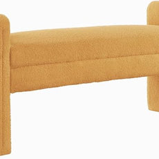 24KF Modern Upholstered Bed Bench Covered with Soft Boucle Teddy Fabric, Lovely Entryway Bench Ottoman with Armrest,5062-Yellow