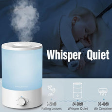 MegaWise Healthy Top-Refill Cool Mist Humidifiers for Bedroom, 24dB Ultrasonic Air Vaporizer with Water Filter for Baby [PP Material], Colorful Night Light,1 Gal Essential Oil Diffuser, Auto Shut Off