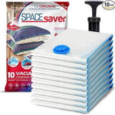 10 Pack Medium Vacuum Storage Bags for Comforters, Blankets & Clothes – Vacuum Sealed Compression Bags with Hand Pump – Space Saver Storage Bags for Bedding, Moving, Travel & Organization