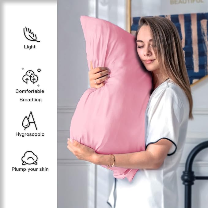 Silk Pillowcase for Hair and Skin,Soft,Breathable and Sliky 100% Silk Pillowcases King Set of 2,Both Sides Natural Mulberry Silk Pillow Cases with Hidden Zipper(King Size 20"X 36",2pcs)