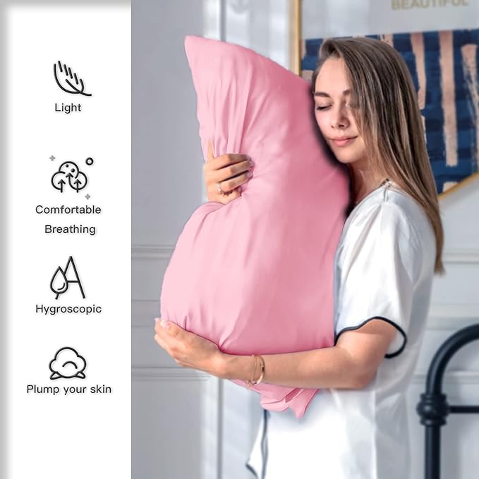 Silk Pillowcase for Hair and Skin,Soft,Breathable and Sliky 100% Queen Silk Pillow Case Set of 2,Both Sides Natural Mulberry Silk Pillowcases with Hidden Zipper(Queen Size 20"X 30",2pcs)
