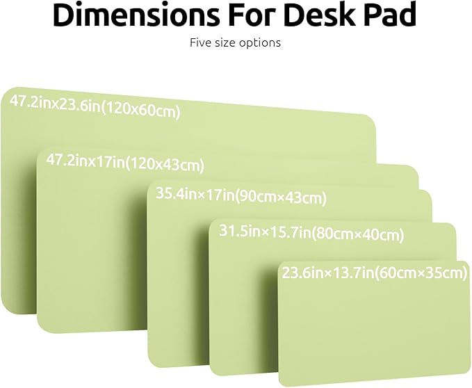 YSAGi Leather Desk Protector, Office Mat, Large Mouse Mat, Non-Slip PU Leather Blotter, Laptop Pad, Waterproof Writing Pad for Office and Home (Peak Green, 47" x 17")