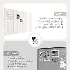 Bumusty Large Cork Board Alternative-36 x24 Felt Bulletin Board Tiles, with 30 Pushpins, 40 Adhesive Tabs, 6-Pack Slat Wall Paneling, Cork Boards for Office Push Pin Board Felt Board-Milky White