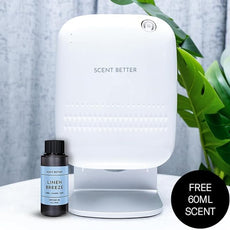 Scent Better Pro - Smart Bluetooth Essential Oil Diffuser for Home, Hotel, Spa, Office, Waterless - Includes Free Linen Breeze - White