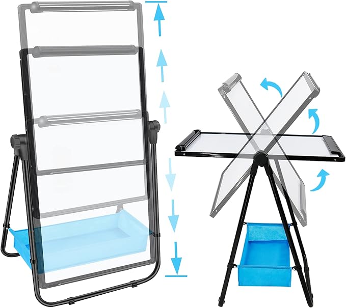 Magnetic Whiteboard with Stand - Double Sided 40"x28" Portable U Stand Easel Whiteboard, Height Adjustable & 360° Rotating Dry Erase Boards for Classroom, Home, Restaurant & Presentation