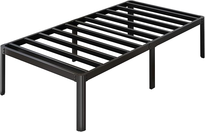 14 Inch Twin XL Bed Frame Heavy Duty Metal Platform Bed Frame Twin XL with Rounded Corner Legs, Noise Free, Easy Assembly, No Box Spring Needed, Black.