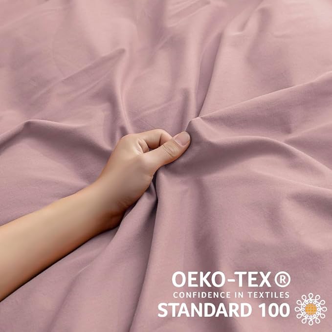 JELLYMONI Pink Duvet Cover Full Size - 100% Washed Cotton Linen Like Textured Comforter Cover, 3 Pieces Breathable Soft Bedding Set with Zipper Closure (Dusty Pink, Full 80"x90")