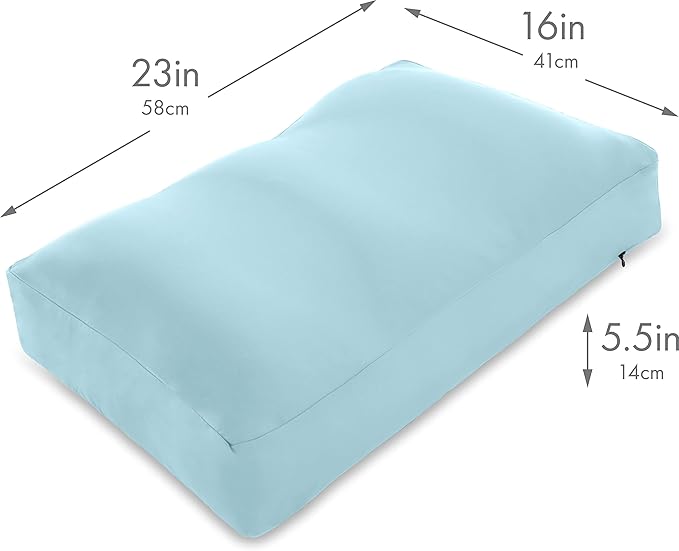 Cover Only for Premium Microbead Bed Pillow, Large Extra Smooth - Ultra Comfortable Sleep with Silk Like Anti Aging Cover 85% Spandex/ 15% Nylon Breathable, Cooling Sweet Baby Blue