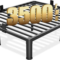 12 inch King Size Bed Frame with Round Corner Legs Mattress Slide Stopper,3500 lbs Heavy Duty Metal Platform,Steel Slat Support,No Box Spring Needed,Easy Assembly,Noise Free