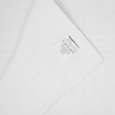 Amazon Basics 6 Piece Oversized Fade resistant Towel set, 100% Cotton towels for bathroom, soft and absorbent, 2 Bath Towels, 2 Hand Towels and 2 Washcloths bathroom towel set, White