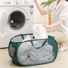 2 Pcs Mesh Popup Laundry Hamper, Opening Laundry Basket,Popup Laundry Basket with Durable Handles,Foldable Pop-up Mesh Hamper Dirty Clothes Basket for Clothes & Laundry-Home Organization