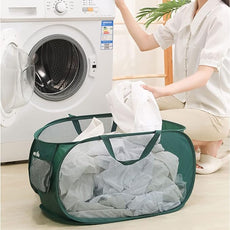 2 Pcs Mesh Popup Laundry Hamper, Opening Laundry Basket,Popup Laundry Basket with Durable Handles,Foldable Pop-up Mesh Hamper Dirty Clothes Basket for Clothes & Laundry-Home Organization