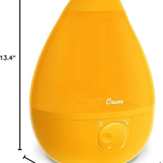 Crane Ultrasonic Cool Mist Humidifier for Bedroom, Baby Nursery, Kids Room, Plants, or Office, Large 1 Gallon Tank, Filter Optional, Orange