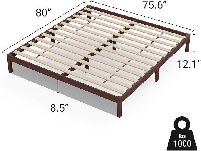 LIFEMENT Classic Wood Platform Bed Frame, Essential, Noise Free, Under Bed Storage, No Box Spring Needed, Easy Assembly (Walnut, King (U.S. Standard))