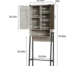 Vabches Over The Toilet Storage Cabinet with 2-Door Design Bathroom Organizers and Storage with Anti-Tip Device Over Toilet Organizer with Shelves for Bathroom,Restroom,Laundry Grey