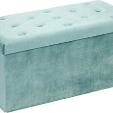 B FSOBEIIALEO Folding Storage Ottoman, Long Ottomans Shoes Bench, Velvet Storage Chest Footrest Seat 31.5