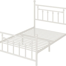 Allewie 14 Inch Twin Size Metal Platform Bed Frame with Victorian Vintage Headboard and Footboard/Mattress Foundation/Under Bed Storage/No Box Spring Needed/Easy Assembly/Noise Free/White