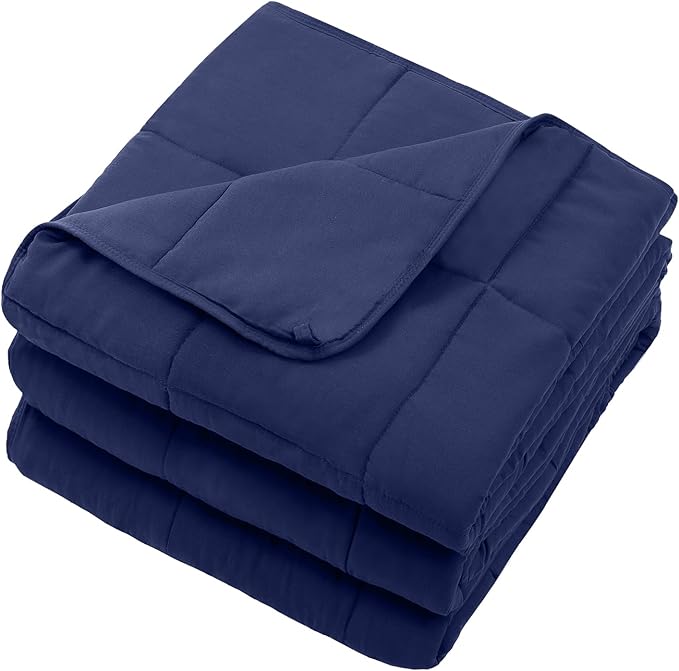 Navy Blue Weighted Blanket for Adults 12lbs, 48"x72", Twin Full Size Cooling Heavy Throw Blanket for 110-130lbs, Microfiber Soft Thick Big Blankets Weighted Comforter Gift for Sleeping