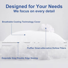 Premium Pillows King Size Set of 2, Fluffy and Supportive 7D Down Alternative Bed Pillows, Luxury Soft Hotel Quality Gusseted Pillow for Side Back Stomach Sleepers, Relief Neck Head and Shoulder Pain