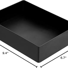 Amazon Basics Rectangular Plastic Desk Organizer with Storage Trays, Accessory Tray, 9.4 x 6.7 x 2 inch, Black, 1 Pack