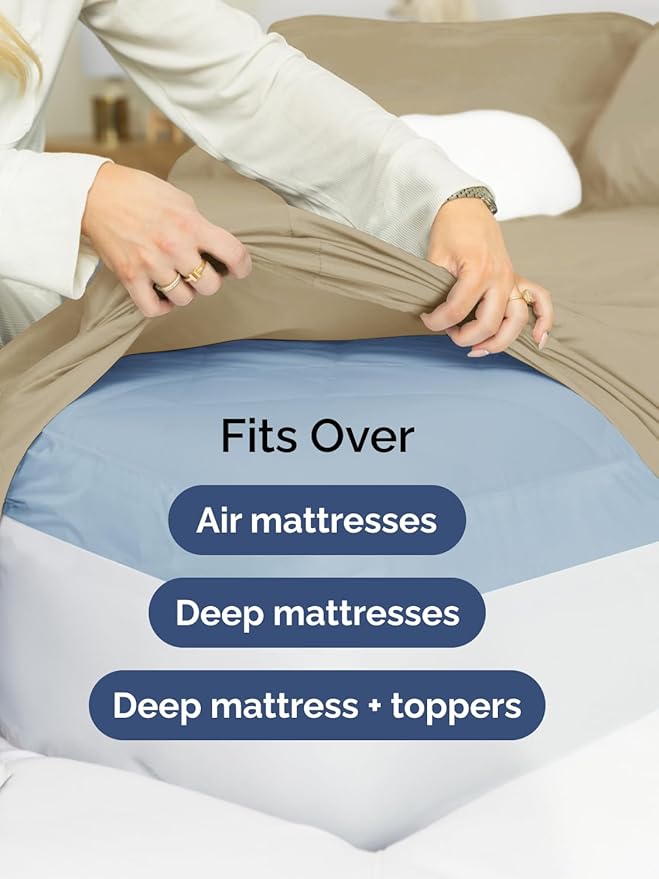Extra Deep Pocket Twin XL Sheets - 3 Piece Breathable & Cooling Bed Sheets - Hotel Luxury Bed Sheet Set - Soft, Wrinkle Free & Comfy - Easily Fits Extra Deep Mattresses - Deep Pocket Beige Sheets Set