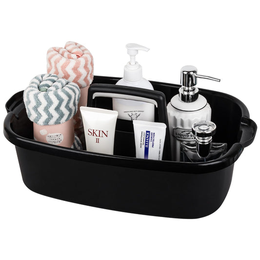 JiatuA Large Cleaning Supplies Caddy Portable Shower Basket Supply Organizer with Handle Plastic Bucket Tool Storage for Bathroom, Bedroom, Kitchen, College Dorm, Garden, Dark Gray Dormly