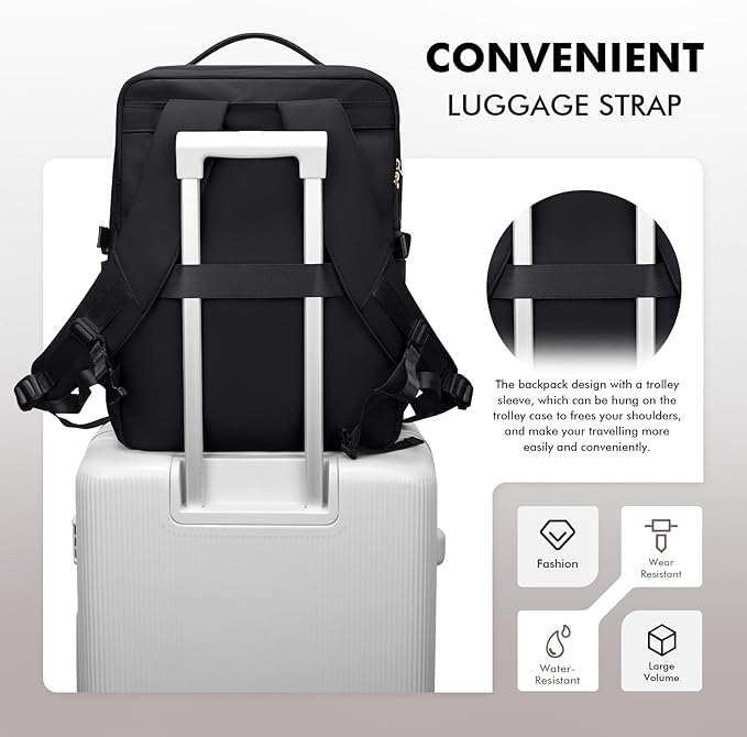 Stylish Laptop Backpack for Women Airline Approved Perfect for Work College and Travel Multi-Functional Casual Daypack Fits 17.3 Inch Notebook (Black)