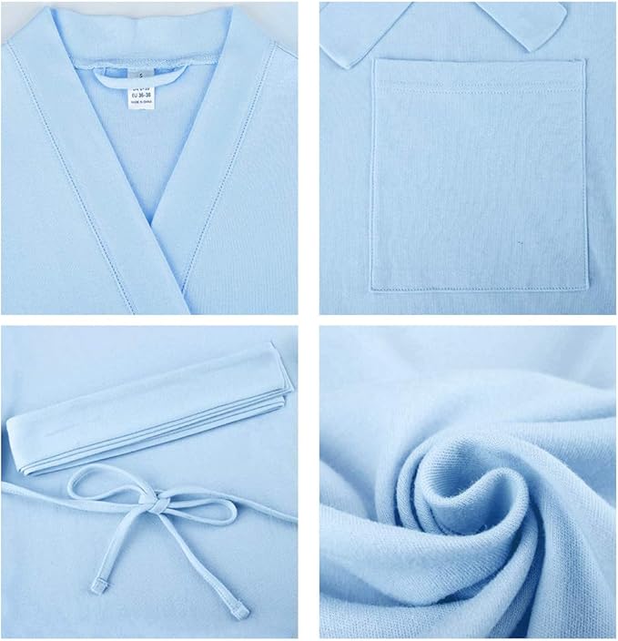 U2SKIIN Womens Robes, 100% Cotton Lightweight Robes 3/4 Sleeves Kimono Knit Soft Loungewear Short Bathrobe
