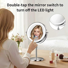 Makeup Mirror, 1X/30X Double Sided Magnifying Mirror/Switch with 3 Colors, 3200 mAh Rechargeable, 8