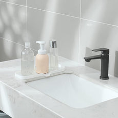 Silicone Bathroom Soap Dishes with Drain Spout-Bathroom and Kitchen Sink Organizer,Sponge Holder,Dish Soap Tray,Perfect for Dispenser,Scrubber,Bottle,Cup on Sink or Counter-White 12