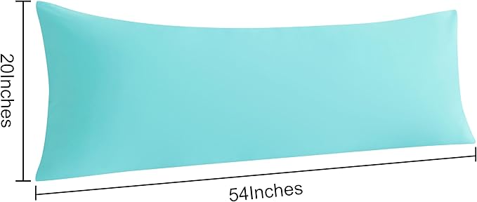 NTBAY Body Pillow Cases Set of 2, 2 Pack Brushed Microfiber 20x54 Pillow Cases, Soft, Wrinkle, Fade, Stain Resistant Aqua Pillow Cases with Envelope Closure, 20x54 Inches, Aqua