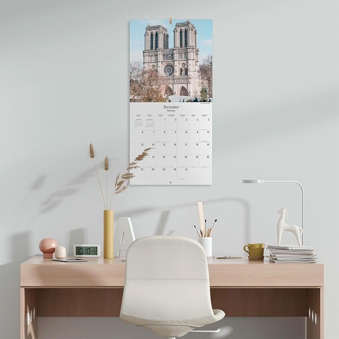 Paris Wall Calendar 2026 12" x 12" FSC® Plastic Free - Starts Week On Sunday | Family Planner Travel Calendar 2026