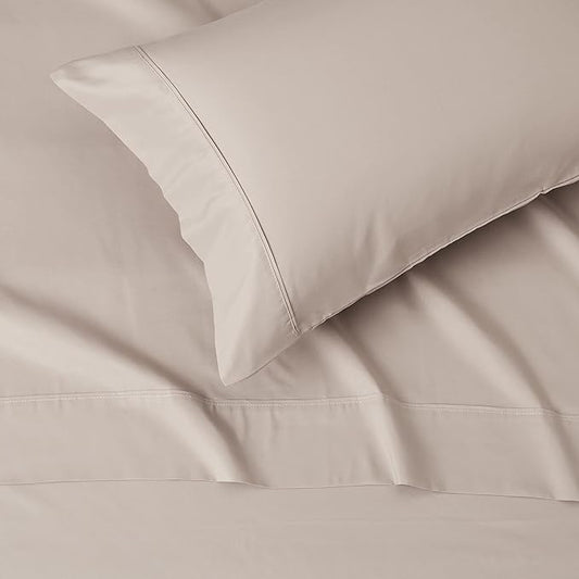 Amazon Basics Lightweight Super Soft Easy Care Microfiber 3-Piece Bed Sheet Set with 14-Inch Deep Pockets, Twin XL, Taupe, Solid AmazonBasics